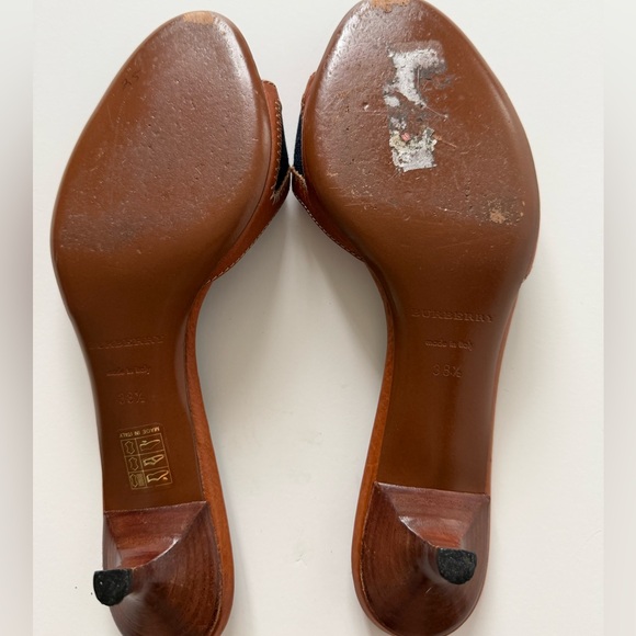 Burberry Navy and Brown Leather-Trim Slide Mules - Picture 6 of 6